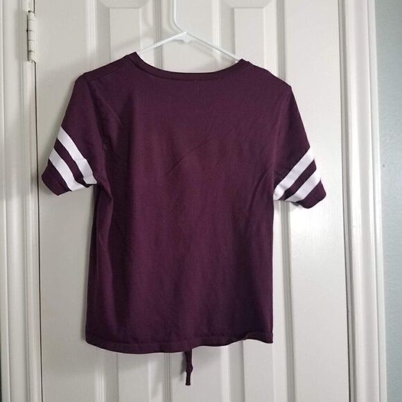 On Fire XL Tee Shirt Making Money Moves Maroon Knot Tie Front Hem Cotton Casual - Picture 7 of 11